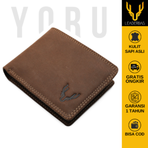 Leaderbag Dompet Lipat Pendek Pria Kulit Sapi Asli Terbaru Wallet Kartu Premium Branded Elegan YORU