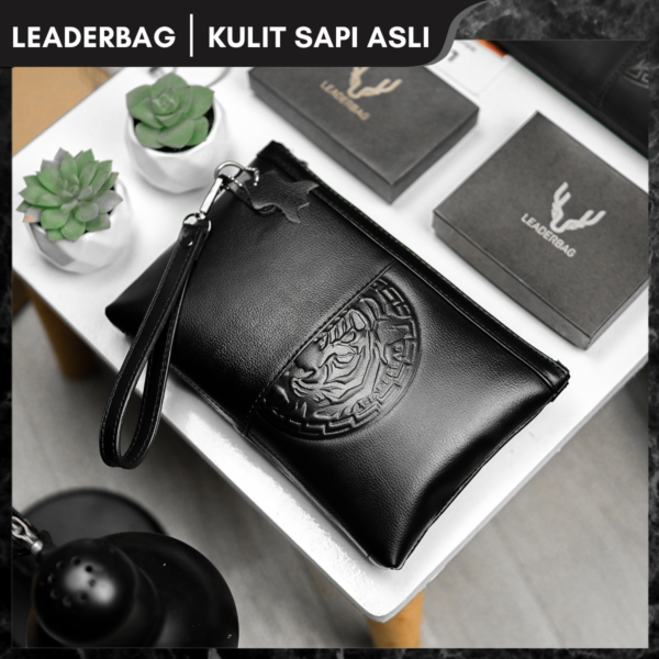 Handbag Pria Kulit Sapi Asli Hitam Premium LIGER