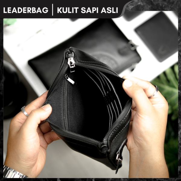 Handbag Pria Kulit Sapi Asli Hitam Premium LIGER