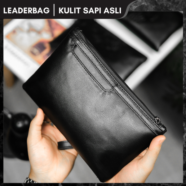 Handbag Pria Kulit Sapi Asli Hitam Premium LIGER