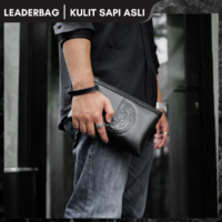 Handbag Pria Kulit Sapi Asli Hitam Premium LIGER
