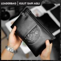 Handbag Pria Kulit Sapi Asli Hitam Premium LIGER